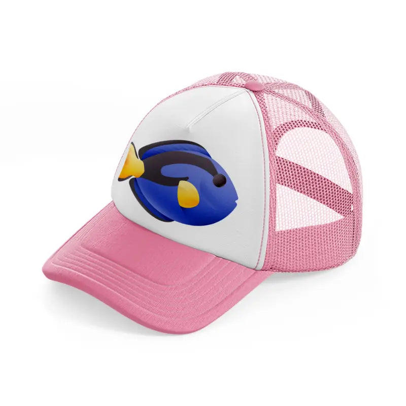 blue tang fish pink and white trucker hat