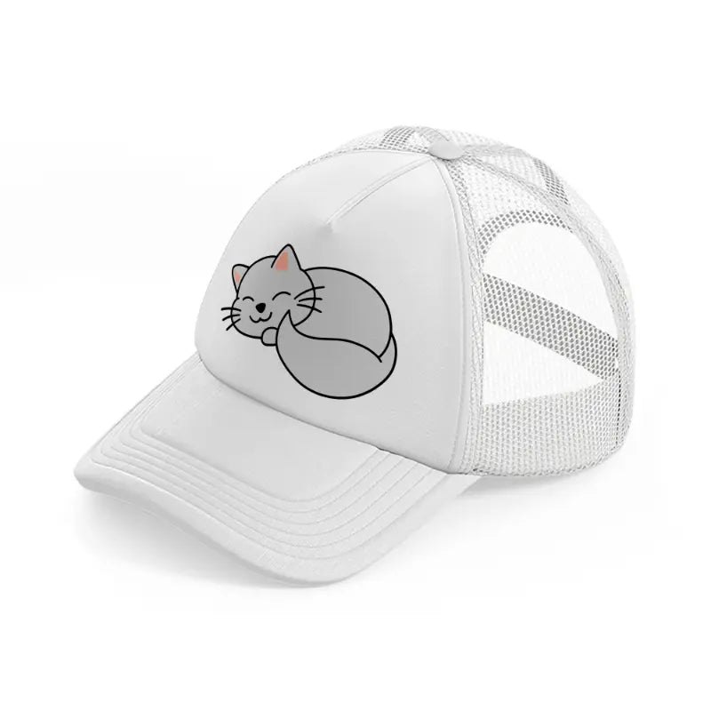 fluffy cat white trucker hat