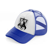 pirate hanging symbol-blue-and-white-trucker-hat