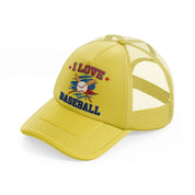 i love baseball gold trucker hat