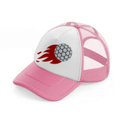 red fire golf ball-pink-and-white-trucker-hat