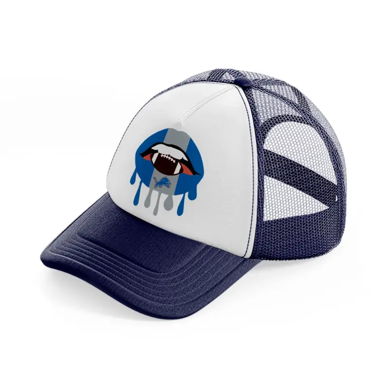 detroit lions mouth-navy-blue-and-white-trucker-hat