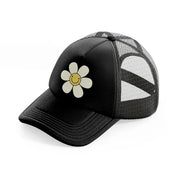 smiley flower black trucker hat