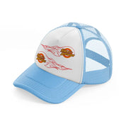 harley-davidson fire wheels-sky-blue-trucker-hat