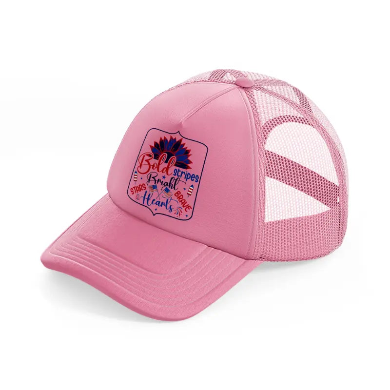bold stripes bright stars brave hearts-010-pink-trucker-hat