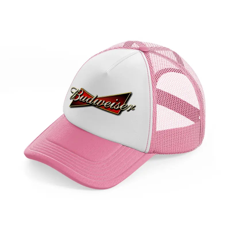 budweiser logo-pink-and-white-trucker-hat