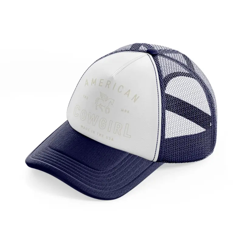 american cowgirl made in the usa-navy-blue-and-white-trucker-hat