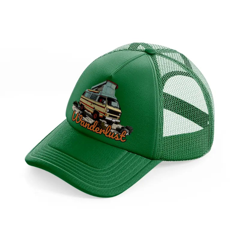 wanderlust green trucker hat