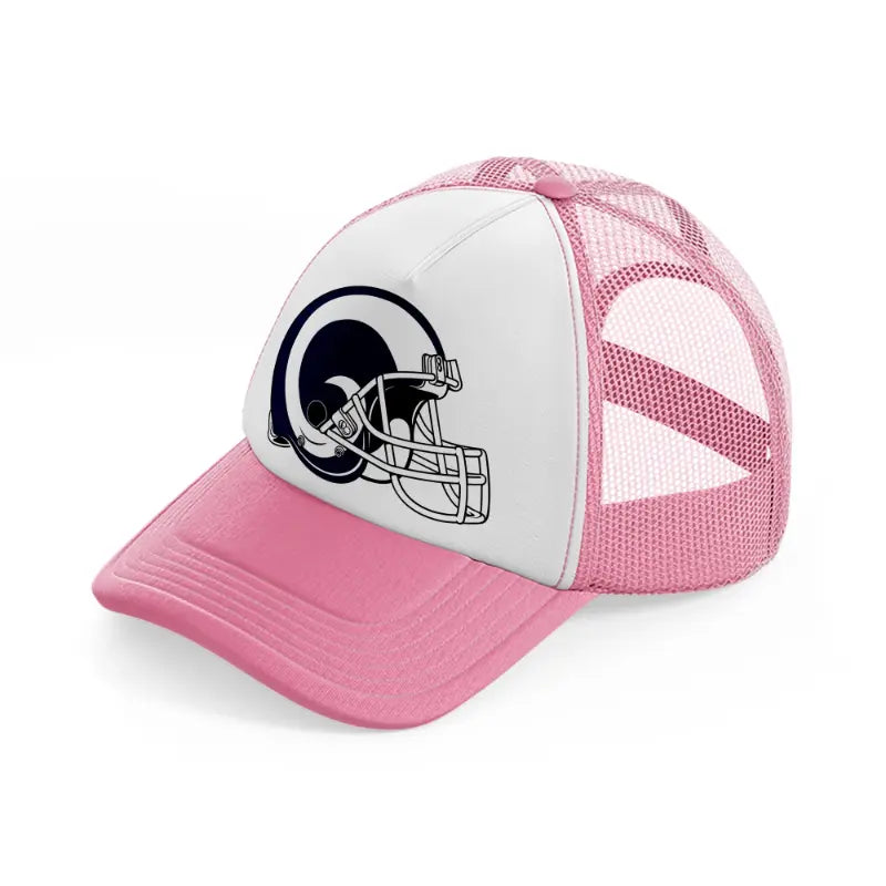 los angeles rams helmet-pink-and-white-trucker-hat