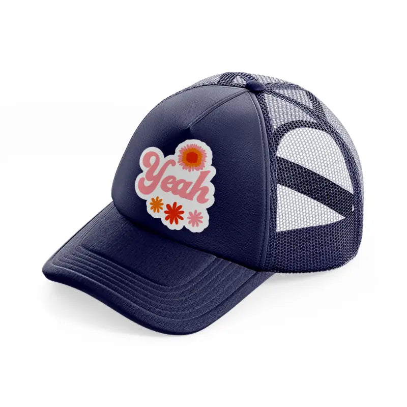 retro positive stickers (11) navy blue trucker hat