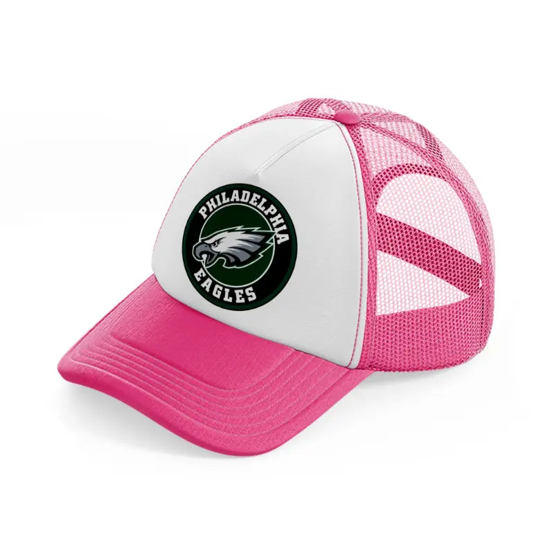philadelphia eagles green badge-neon-pink-trucker-hat