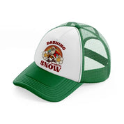 dashing through the snow-green-and-white-trucker-hat