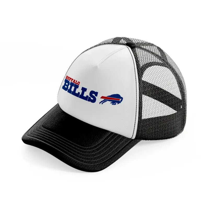 buffalo bills emblem-black-and-white-trucker-hat