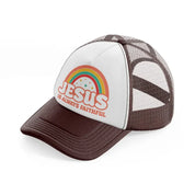 jesus is always faitful brown trucker hat