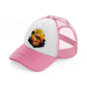 flamingo pink and white trucker hat