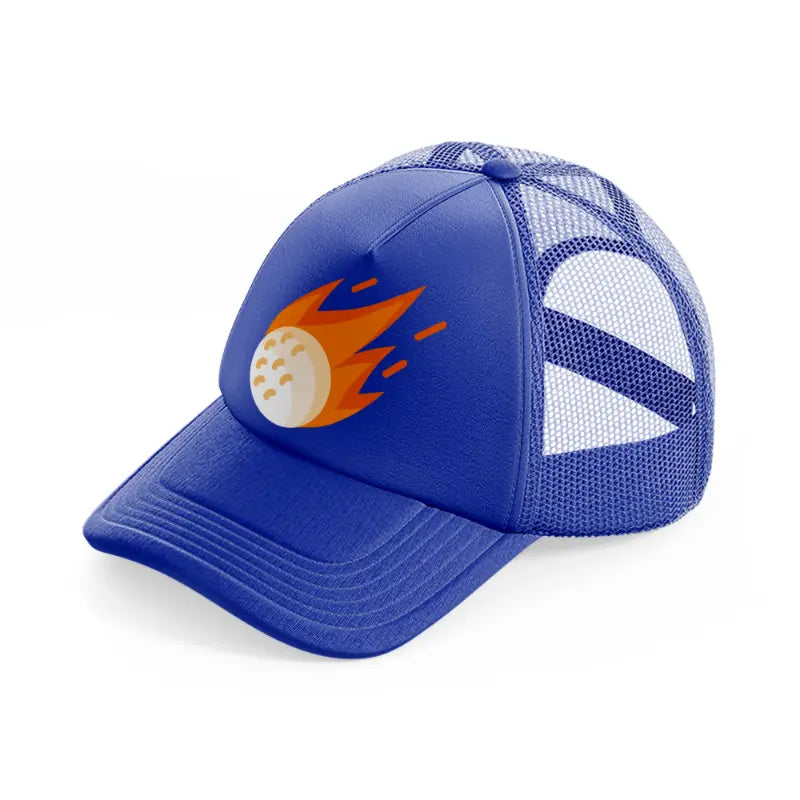 fire golf ball blue trucker hat