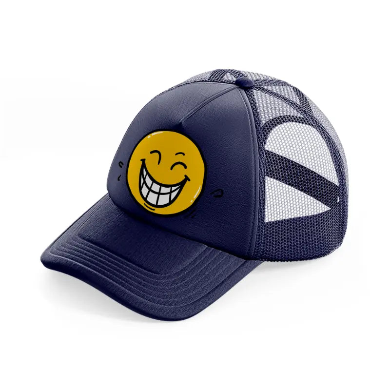 laughing smiley-navy-blue-trucker-hat