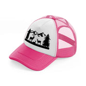 deer mountains-neon-pink-trucker-hat