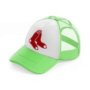 red sox emblem lime green trucker hat