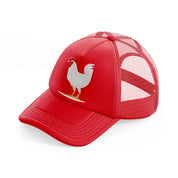 049 rooster red trucker hat