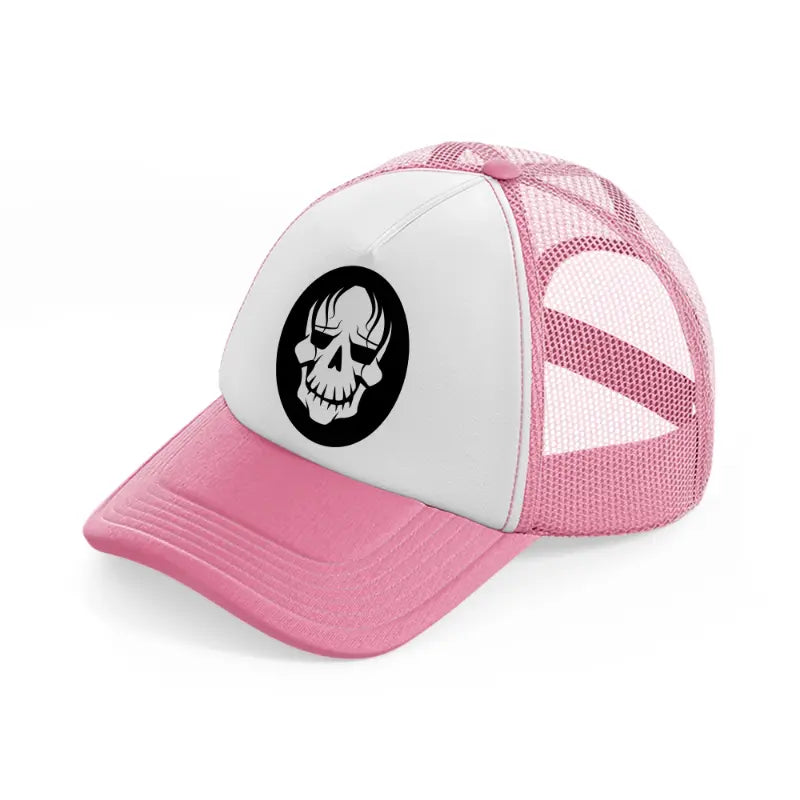 halloween skull-pink-and-white-trucker-hat