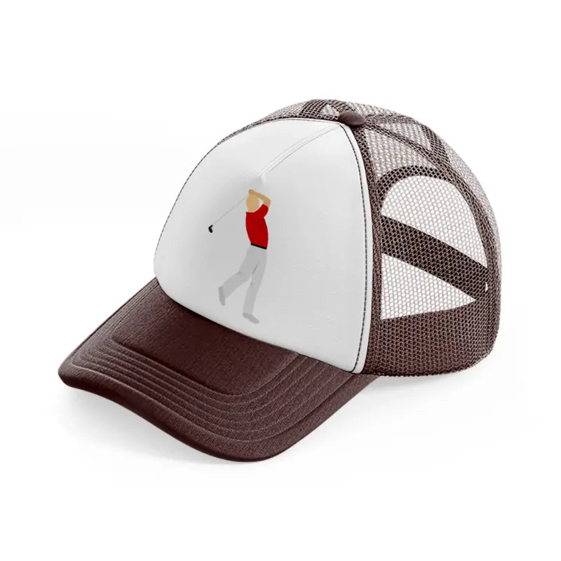 player red brown trucker hat