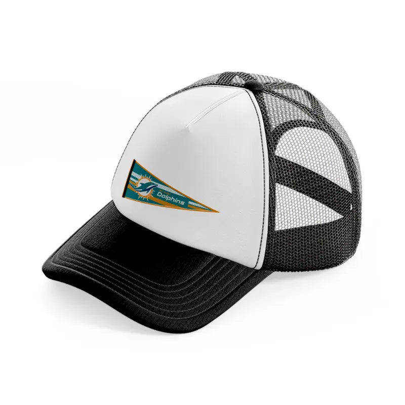 miami dolphins flag-black-and-white-trucker-hat