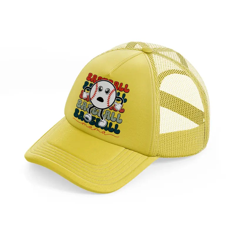 baseball mama sticker-gold-trucker-hat