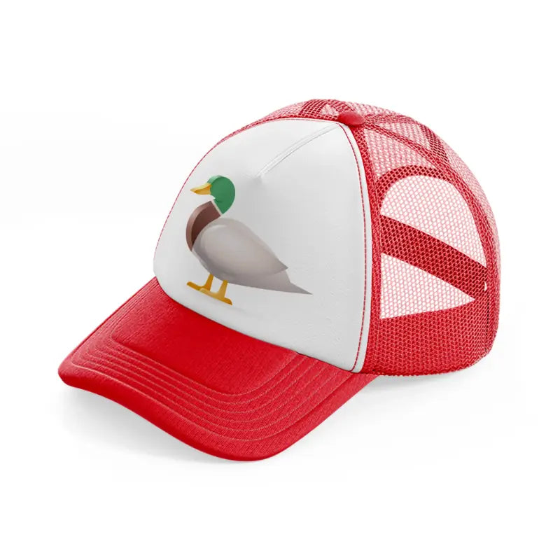 042 duck red and white trucker hat