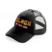 hippiehappy3-black-trucker-hat