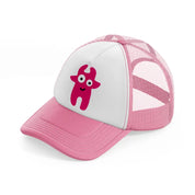 pink monster pink and white trucker hat