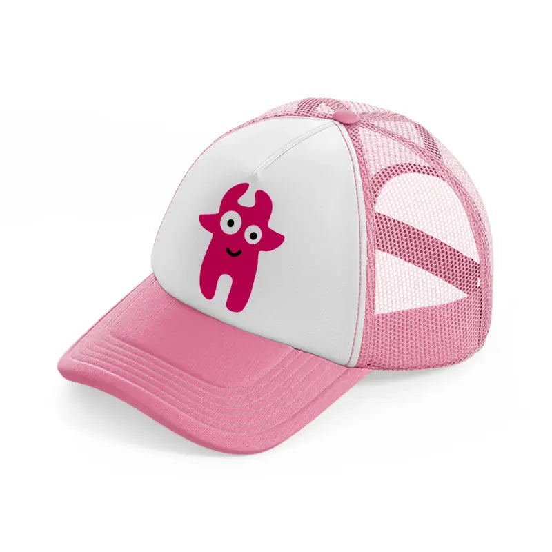 pink monster-pink-and-white-trucker-hat