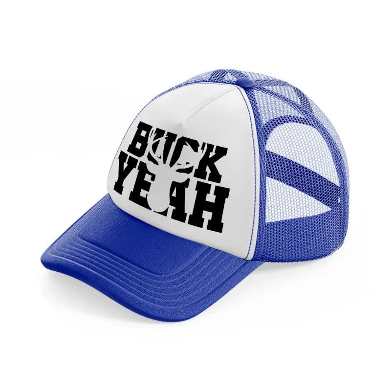 buck yeah-blue-and-white-trucker-hat