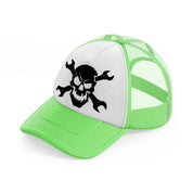 skull head wrenches-lime-green-trucker-hat