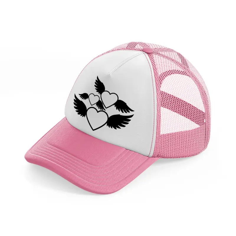 flying hearts-pink-and-white-trucker-hat