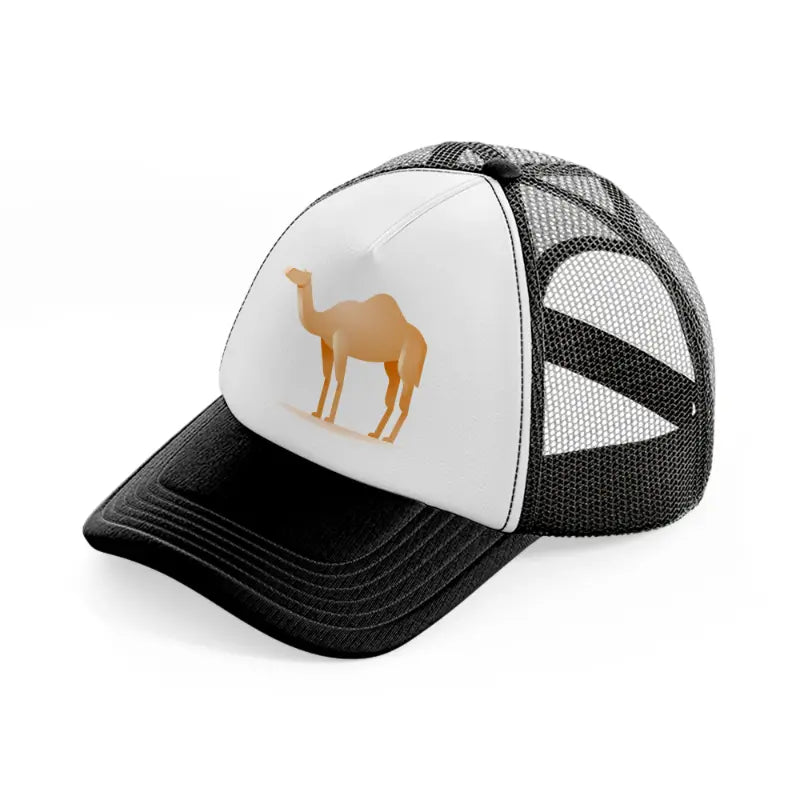 036 camel black and white trucker hat