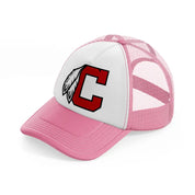 cleveland indians letter-pink-and-white-trucker-hat