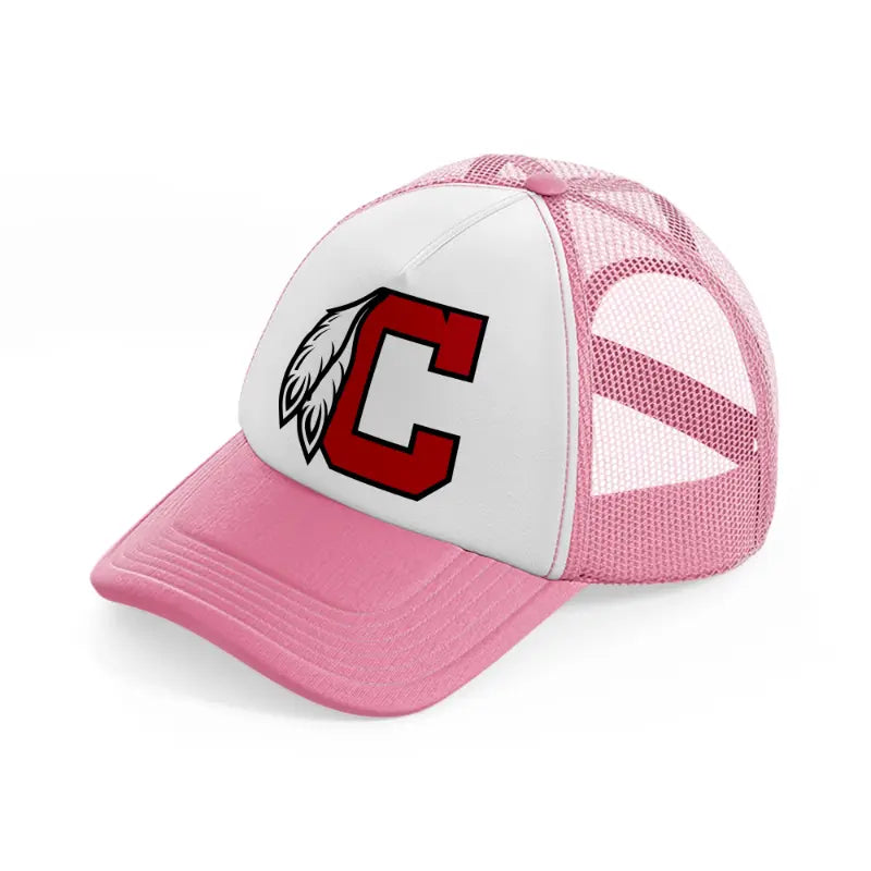 cleveland indians letter pink and white trucker hat