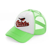 baltimore orioles supporter lime green trucker hat