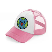 earth love-pink-and-white-trucker-hat