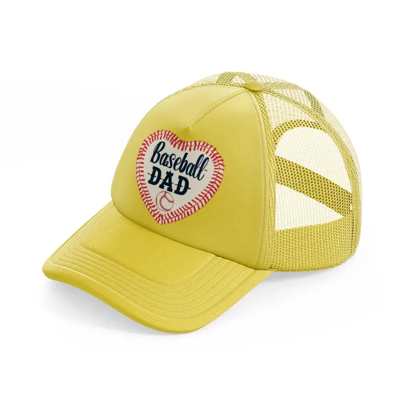 baseball dad gold trucker hat