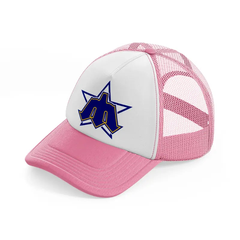 seattle mariners retro-pink-and-white-trucker-hat