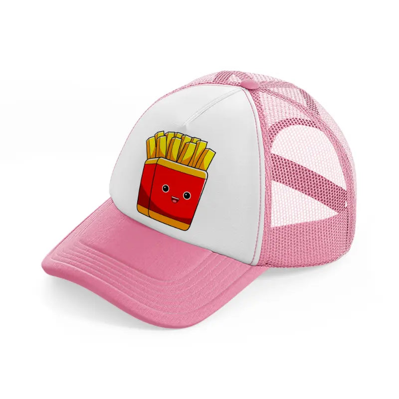 french fries pink and white trucker hat