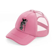 black & white witch-pink-trucker-hat