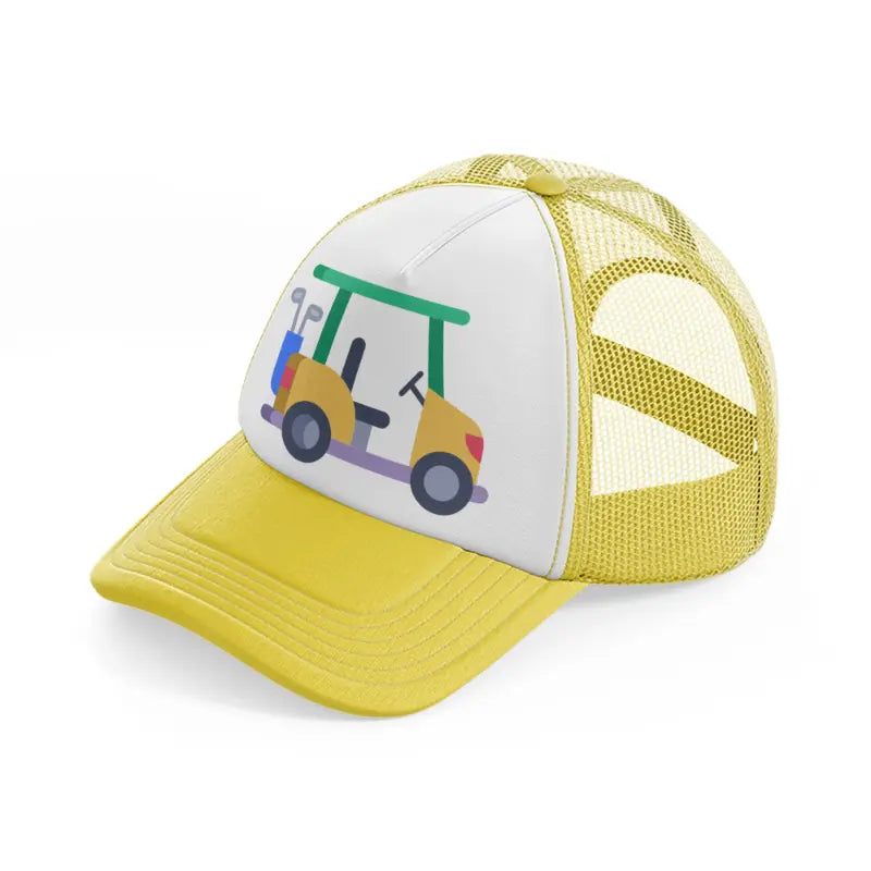 golf cart yellow trucker hat