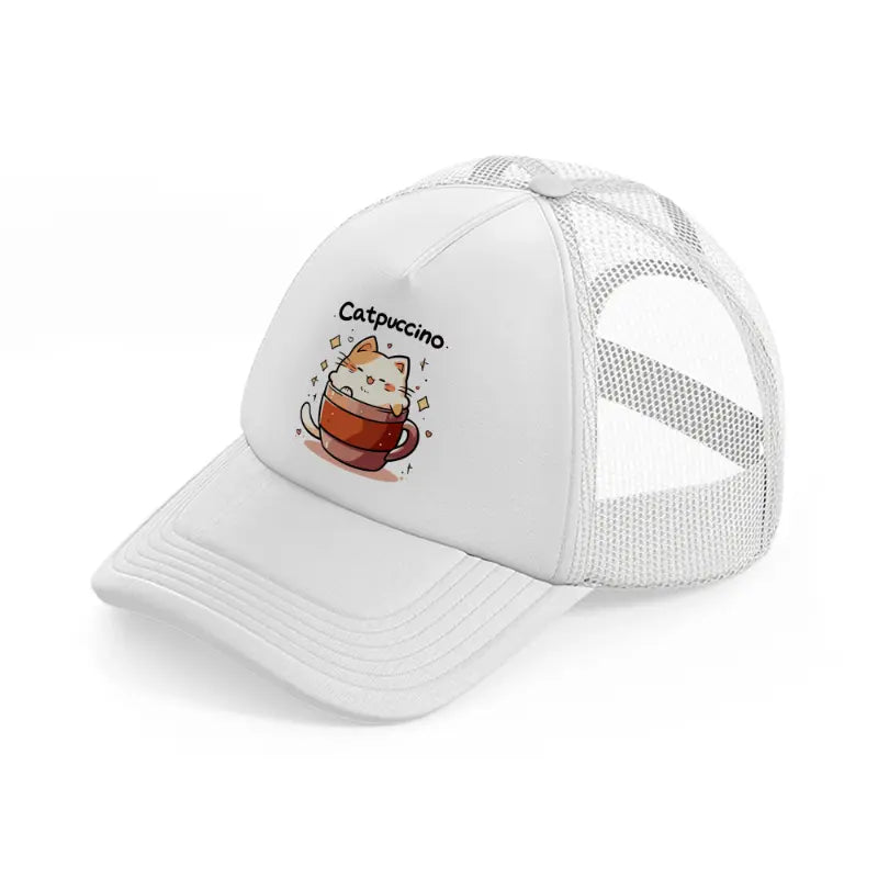 catpuccino cup white trucker hat