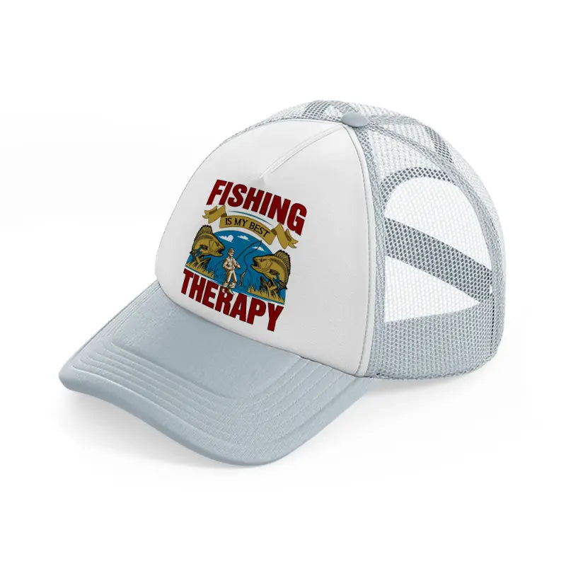 fishing is my best therapy-grey-trucker-hat