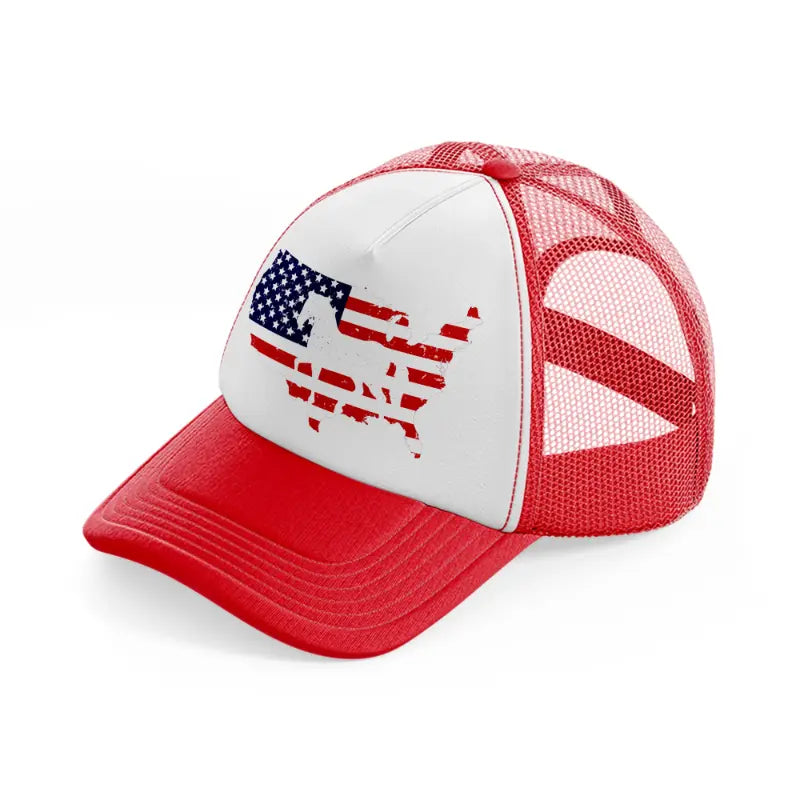 map-red-and-white-trucker-hat