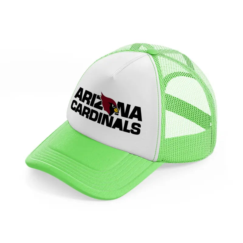 arizona cardinals text with logo lime green trucker hat