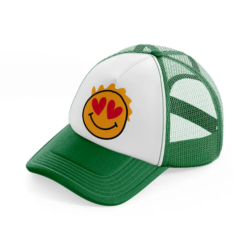 happy love face-green-and-white-trucker-hat